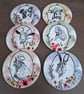 Set of 6 Farm Animals Wooden Coasters, Decoupaged Drinks Mats with Holder