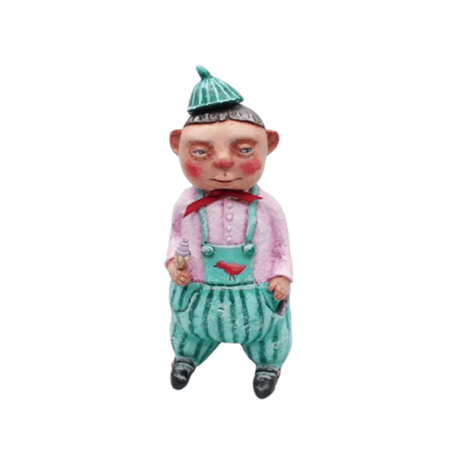 OOAK Decorative handmade boy Art doll. Whimsical Paper clay figurine.Collectable