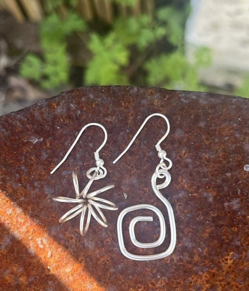 Handmade Sterling Silver 925 Asymmetric Drop Earrings - Summer Seconds