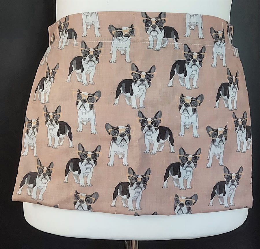 Fabric peg apron - peg pinny Handmade wearable peg bag French Bulldogs, Puppies,