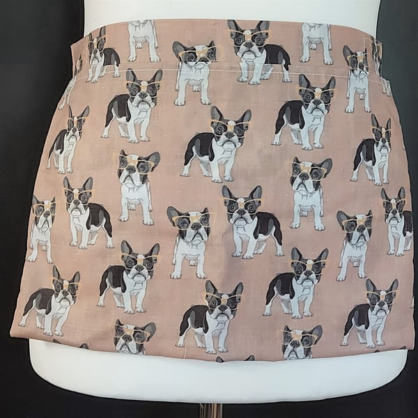 Fabric peg apron - peg pinny Handmade wearable peg bag French Bulldogs, Puppies,