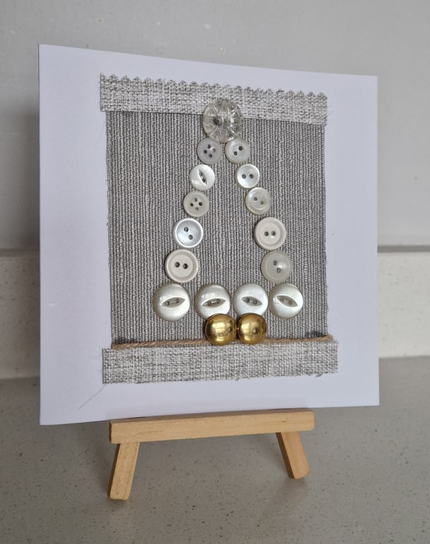 Buttons Christmas tree Christmas card handmade with fabric & buttons
