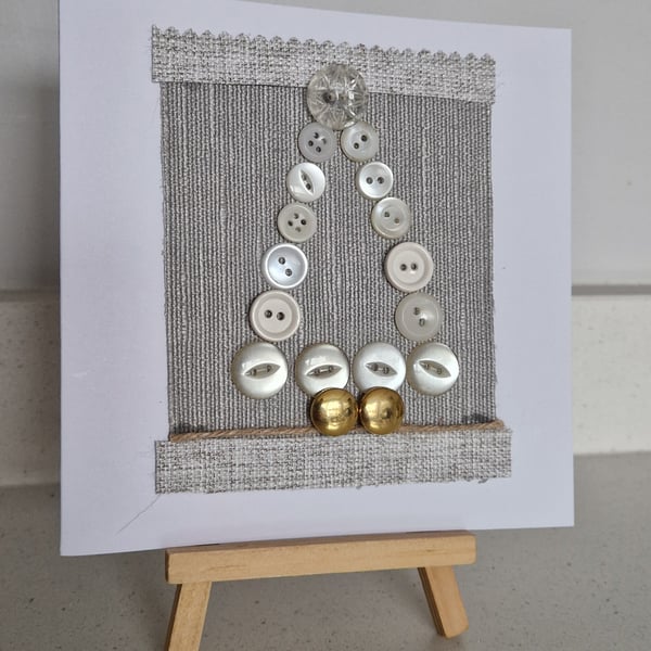 Buttons Christmas tree Christmas card handmade with fabric & buttons