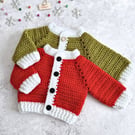 Baby's First Christmas Cardigan - Crochet in Red or Green