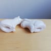 Bunny rabbit white ceramic handmade figurine with straight ears