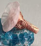 Rose Quartz Flower Copper Wire Wrap Cocktail Ring, Various Sizes - Image 7
