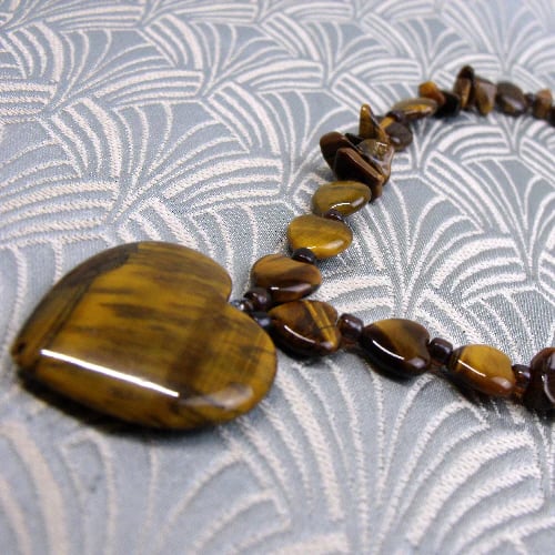 Heart Necklace, Romantic Jewellery, Tigers Eye Necklace spsA40