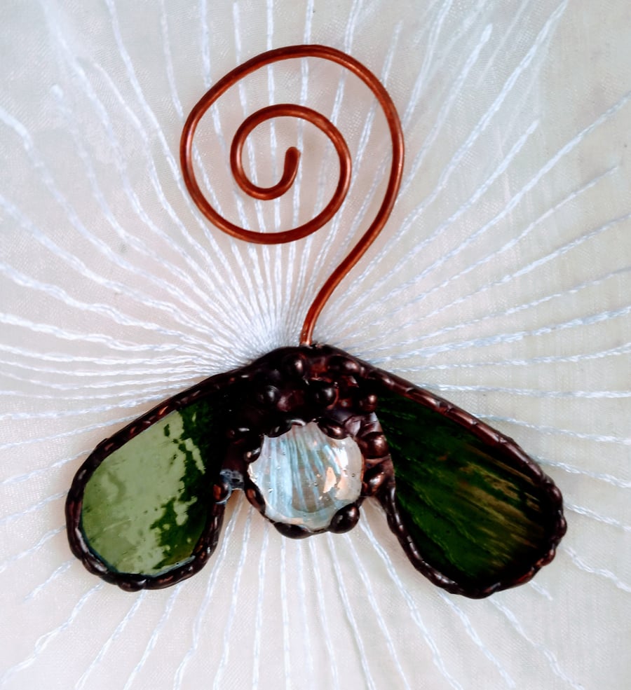 Forever Mistletoe Stained Glass Hanging Decoration