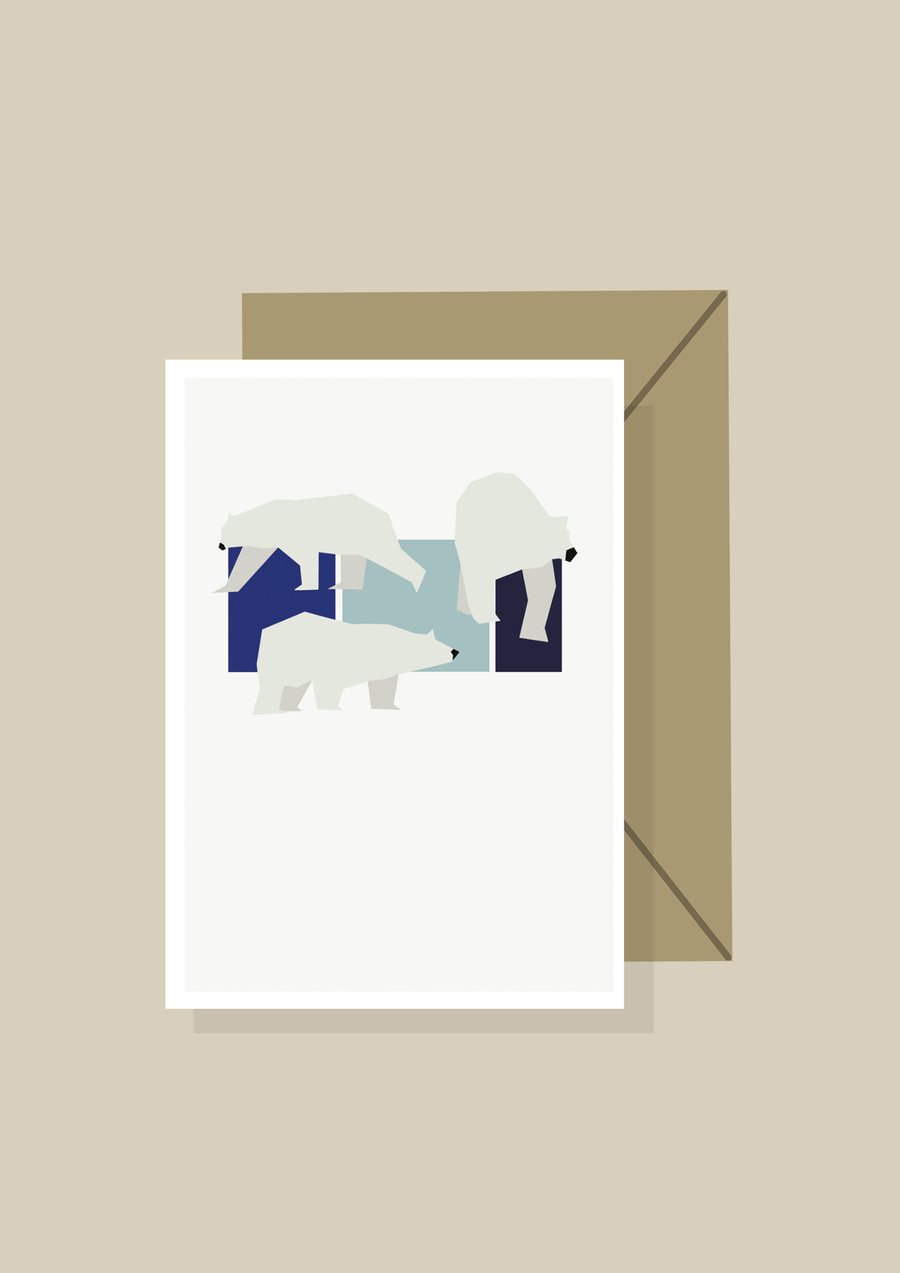 Educational Greetings Card  - '3 Polar Bears'
