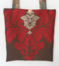  Quilted, Patchwork, Shoulder Bag, Shades of Green, Gold and Red - Image 3
