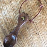 Walnut & Swarovski Crystal Spoon with Leather Cord