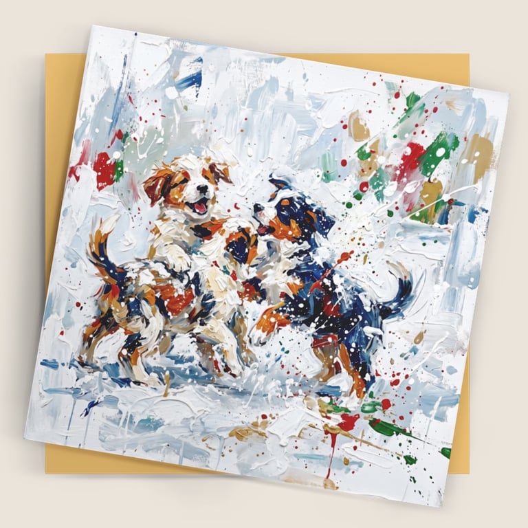 Playful Dogs – Premium Festive Greeting Card