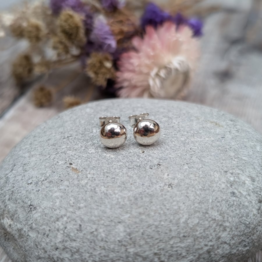Sterling Silver Pebble Stud Earrings - JBJ3011
