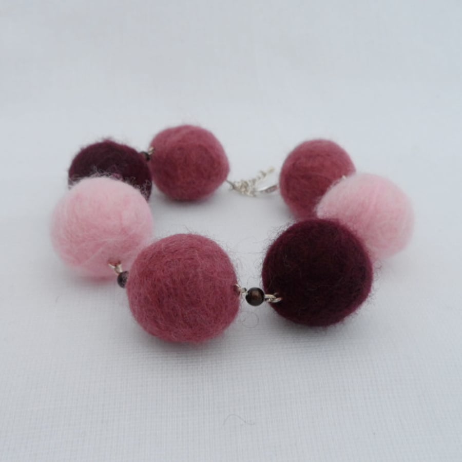 Felted ball and miracle bead bracelet