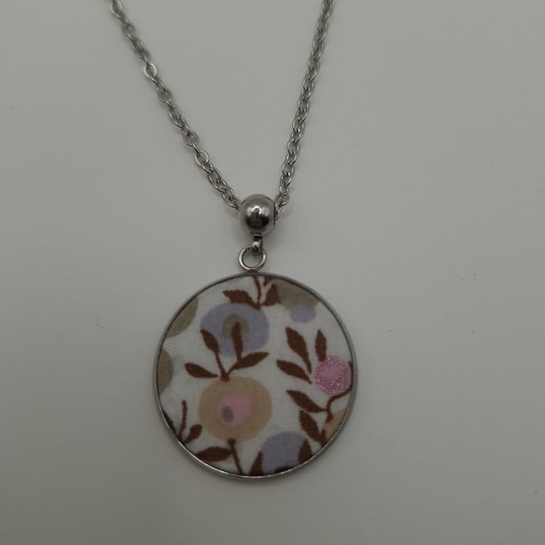 Hand Crafted Pretty Pendant - Made Using Liberty Print Fabric 