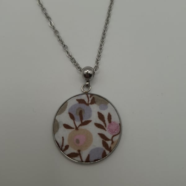 Hand Crafted Pretty Pendant - Made Using Liberty Print Fabric 