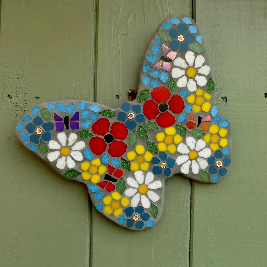 Summer Meadow Mosaic Hanging Butterfly Garden Decoration