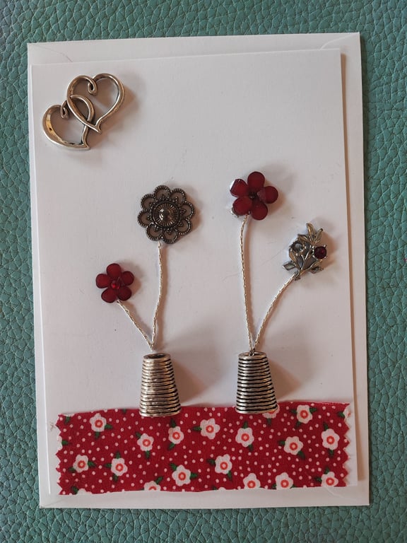 Jewellery Card with Flowers in Vases