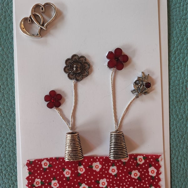 Jewellery Card with Flowers in Vases