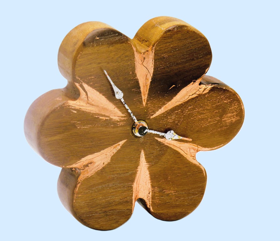 Black Walnut Flower Clock with Copper Gilt features:SKU Clox23