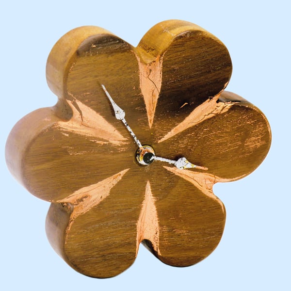 Black Walnut Flower Clock with Copper Gilt features:SKU Clox23