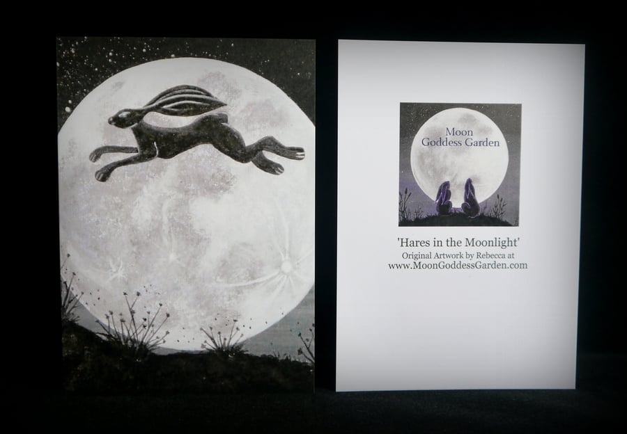 Moon Gazing Hare greeting cards Wicca Witch Pagan