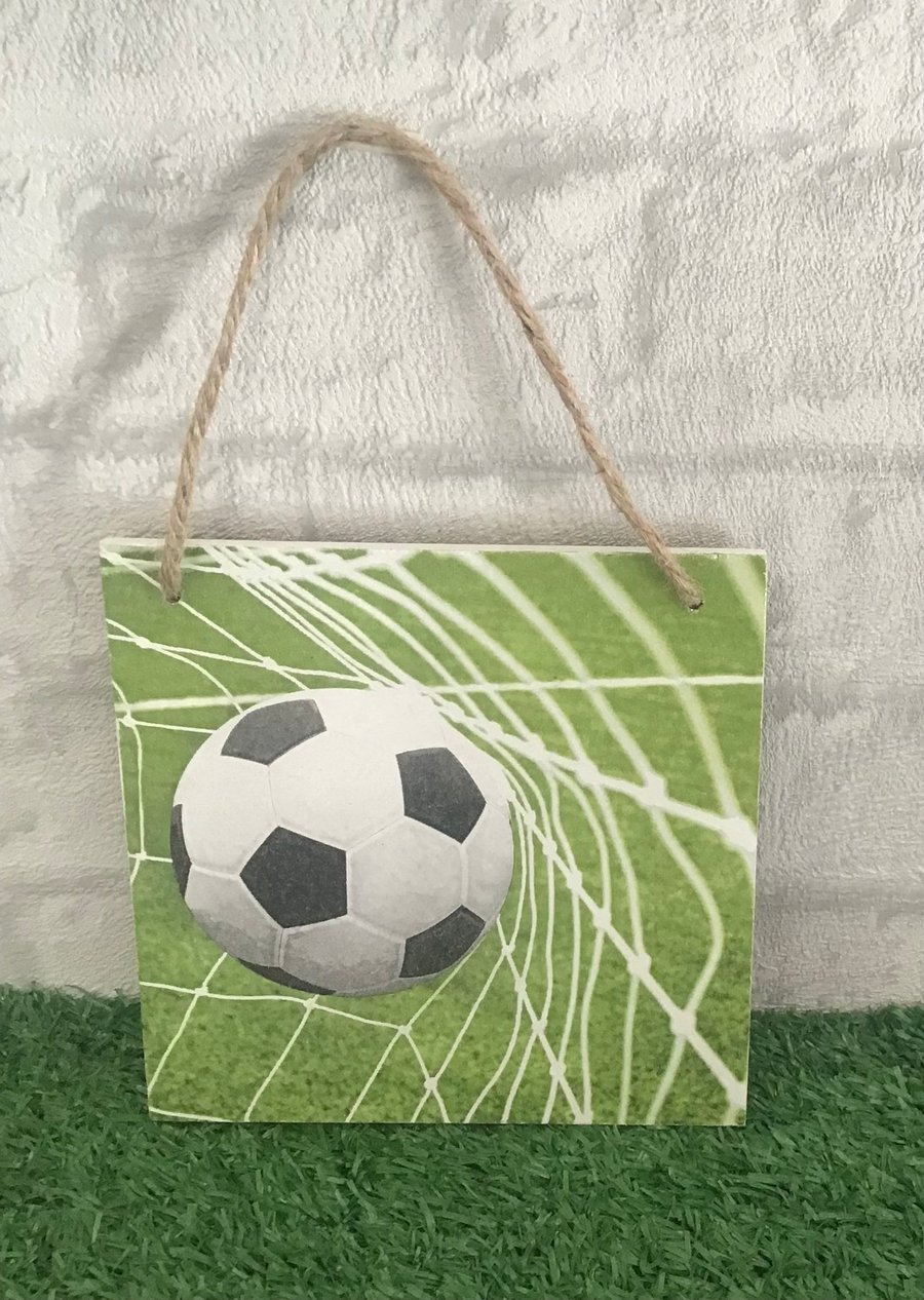Football wooden hanging wall plaque.