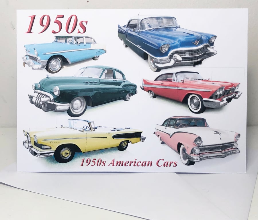 American Cars 1950s - Birthday, Anniversary or Plain card