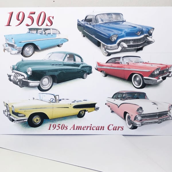 American Cars 1950s - Birthday, Anniversary or Plain card