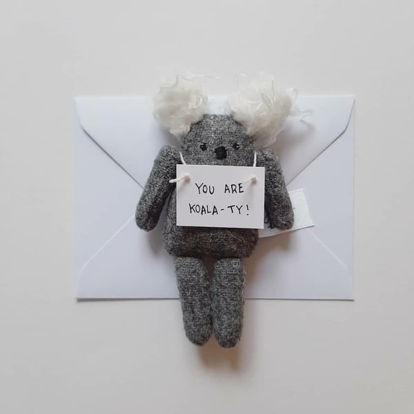 Small Pocket Koala holding Note, I Miss You, Gift