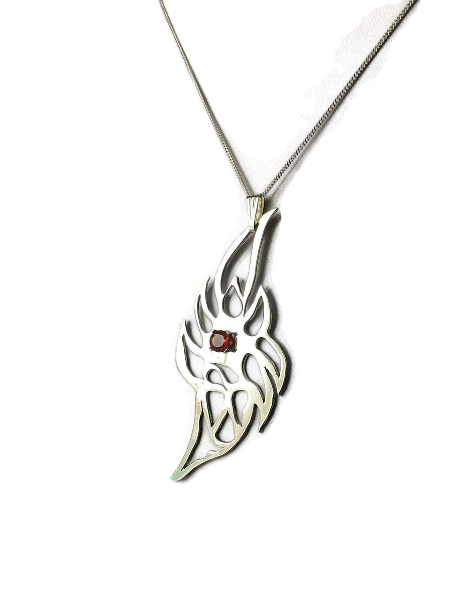 The Mexican Fire Opal Sterling Silver Flame Pendant Necklace
