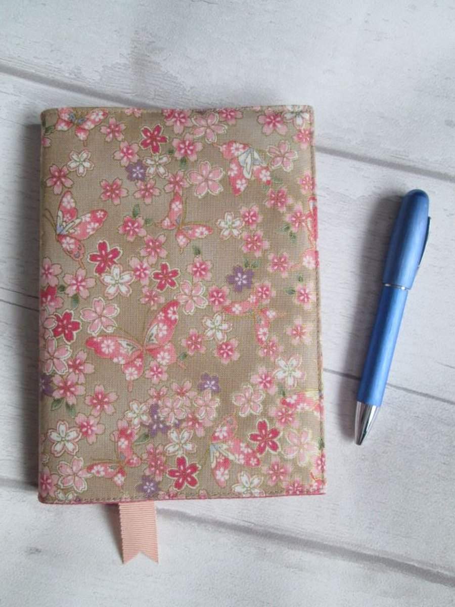 SOLD - A6 Flowers & Butterflies on Gold - Reusable Notebook Cover