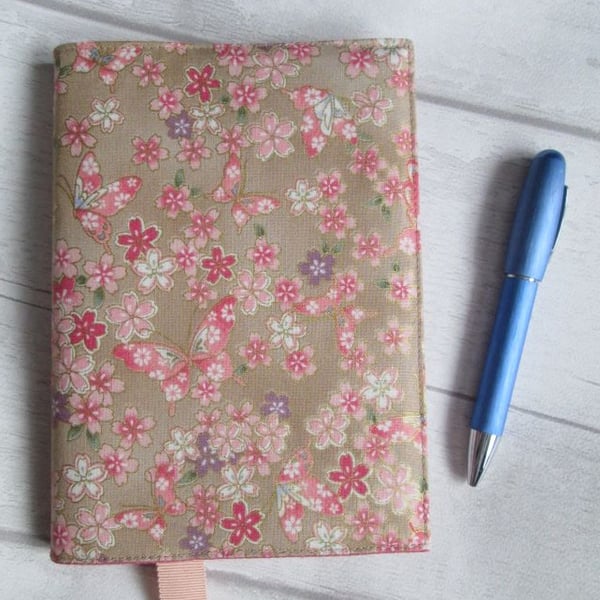 SOLD - A6 Flowers & Butterflies on Gold - Reusable Notebook Cover