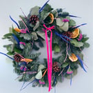 Colourful bright rainbow Christmas wreath 