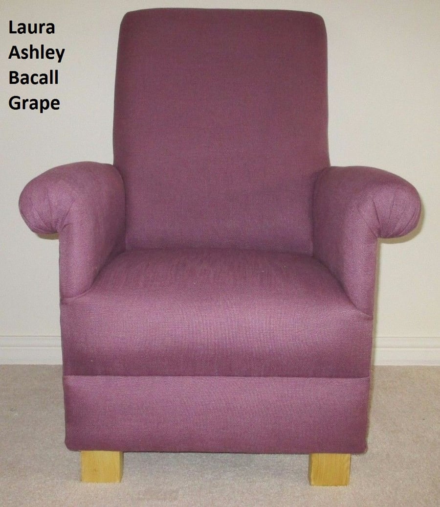 Laura Ashley Bacall Grape Fabric Adult Chair Plain Purple Armchair Mauve New