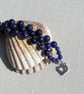 Blue Lapis Lazuli Gemstone Woven Beaded Cuff Bracelet "Bonnie Blue" - Image 4