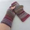 Mismatched Fingerless Mitts    Pink Grey Taupe Mauve