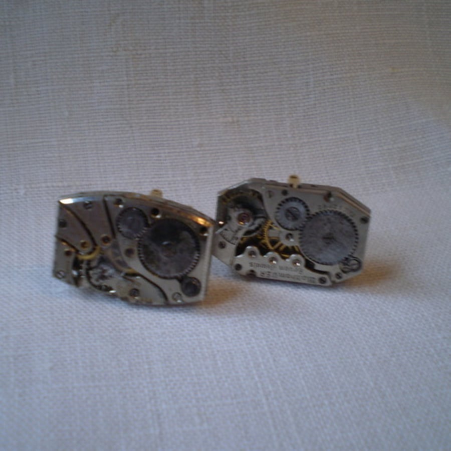 Vintage Steampunk Watch Movement Cufflinks.