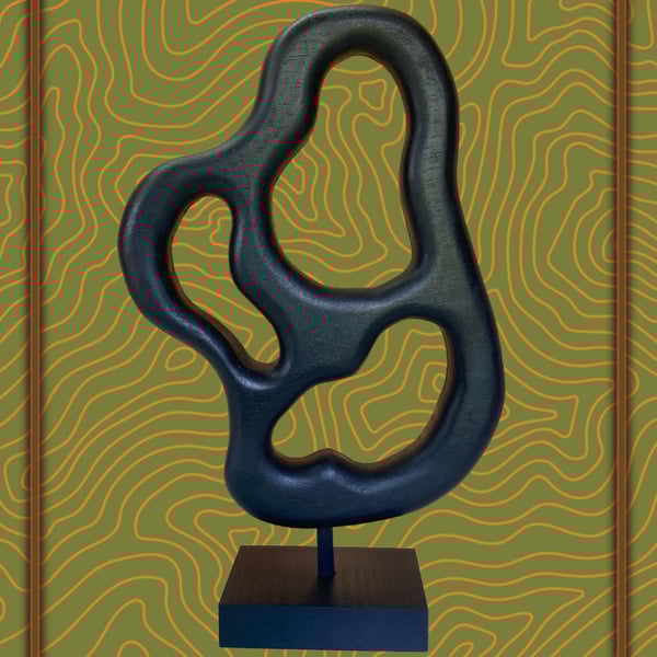 "Nucleus" - abstract sapele wooden sculpture 