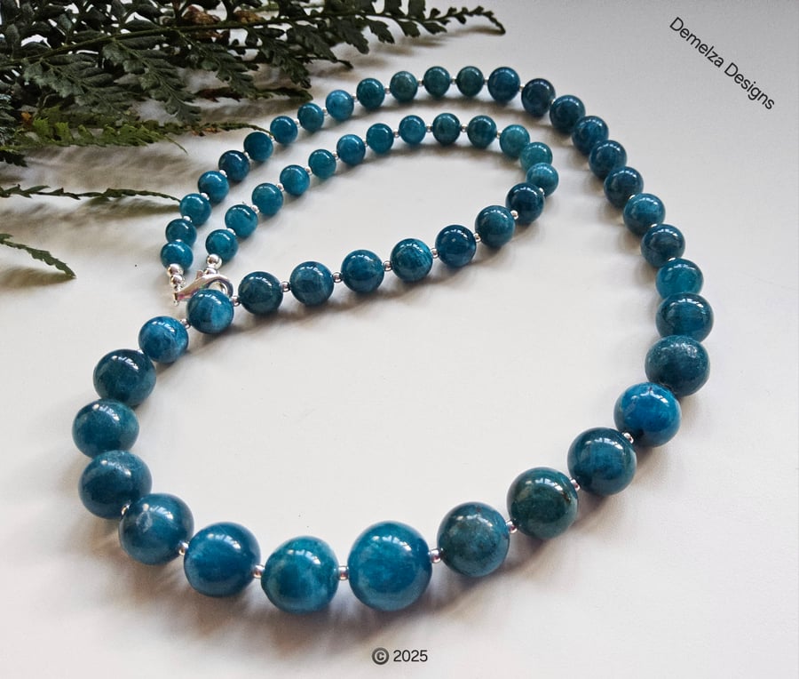 Designer Neon Blue Apatite Sterling Silver Necklace 