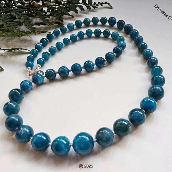 Designer Neon Blue Apatite Sterling Silver Necklace 