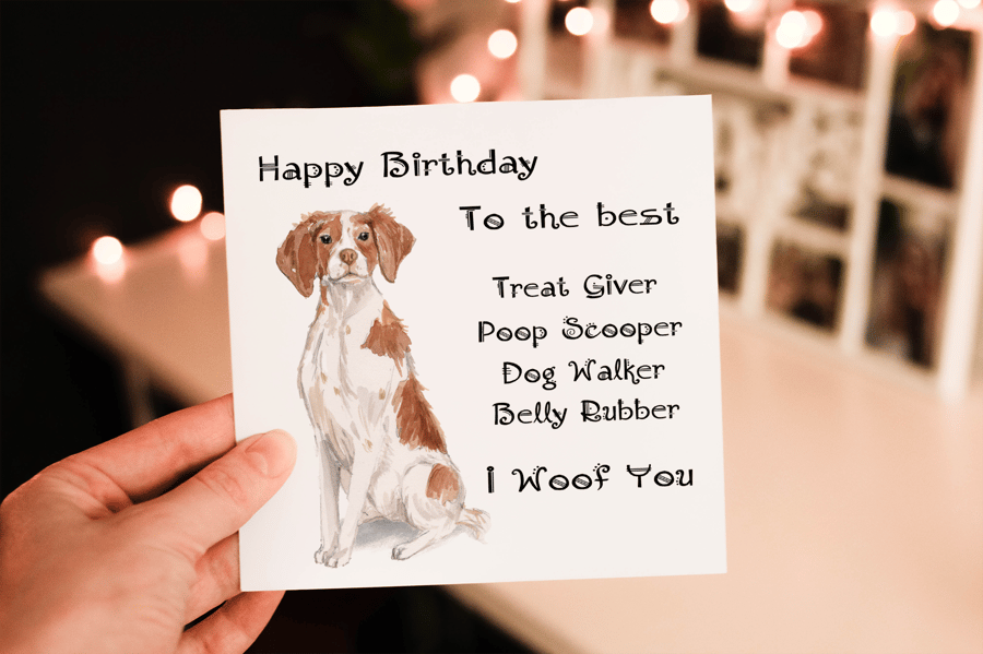Brittany Spaniel Dog Birthday Card, Dog Birthday Card, Personalized Dog Breed 