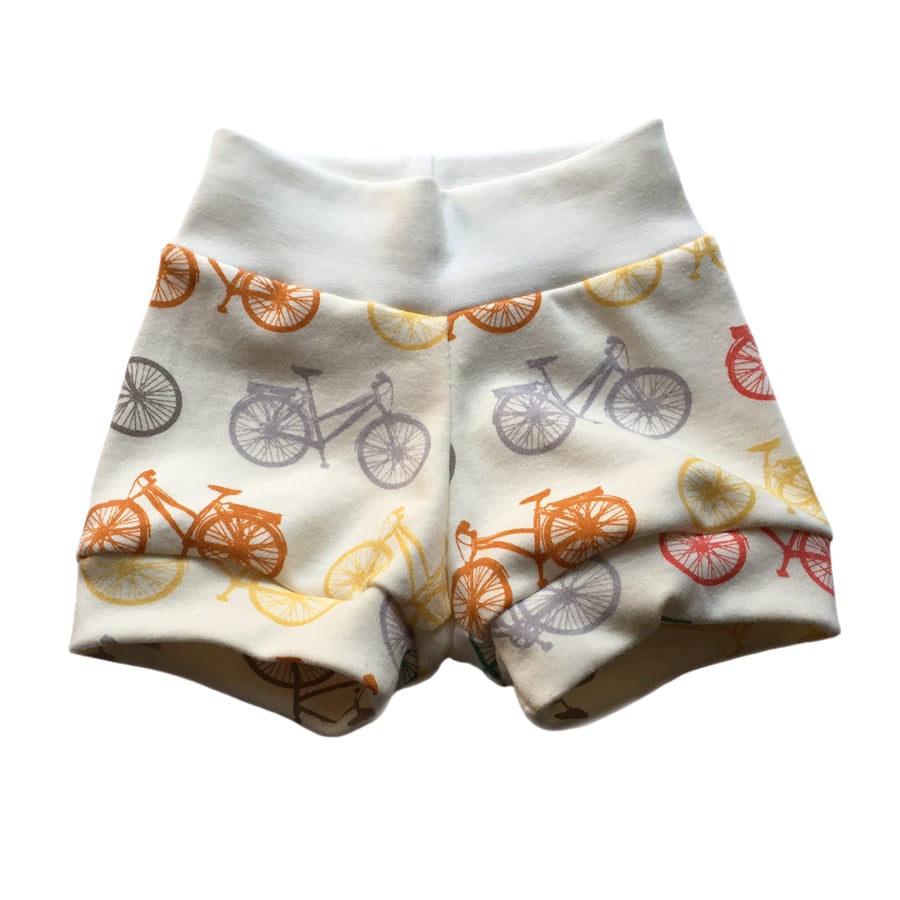 ORGANIC Baby Relaxed CUFF SHORTS in MULTI BICYCLES - A GIFT IDEA from BellaOski 