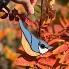 Stained Glass Nuthatch bird decoration - wildlife and garden bird lover gift