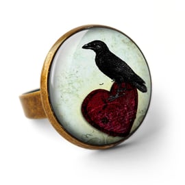 Raven and Red Heart No.2 Ring (RR09)