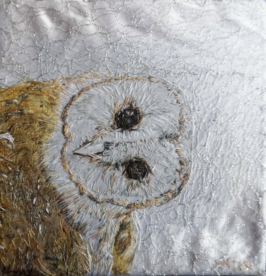 Barn Owl textile (embroidery) Artwork