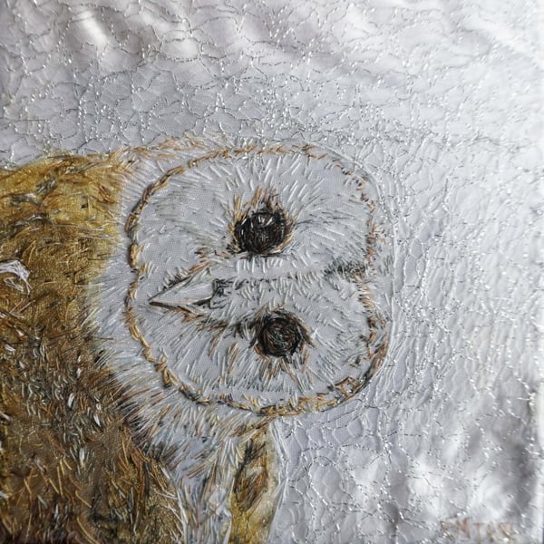 Barn Owl textile (embroidery) Artwork