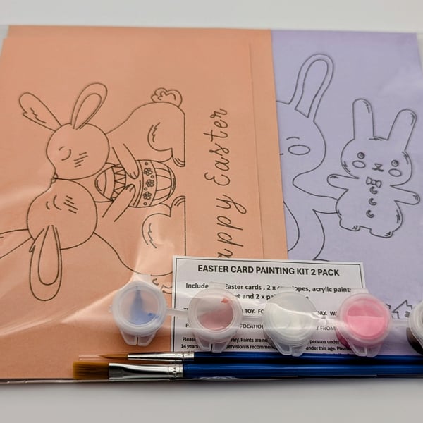 Twin pack Easter Card Painting Craft Kit Kids Bunny Rabbit Designs
