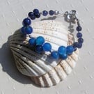 Blue Agate Crystal Gemstone Beaded Chakra Bracelet "Azure"