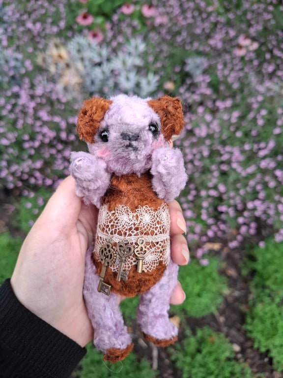 Mili - OOAK Artist Teddy Bear, Textile Teddy Doll, Artisan Collectable, Art Doll